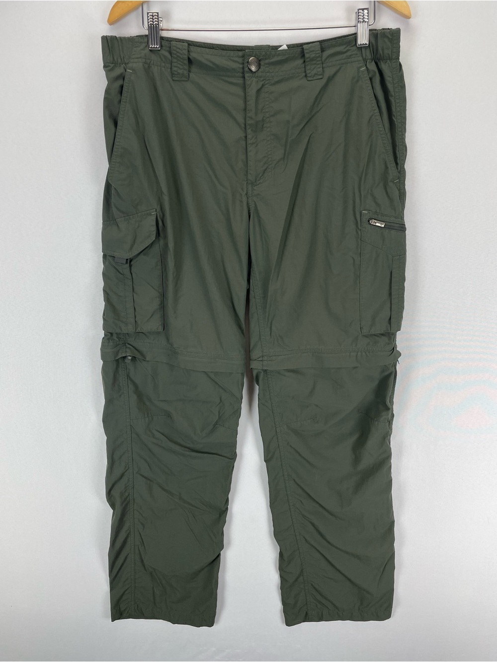 Columbia Convertible Pants Men’s 36x32” Green Cargo Flex Waist Hiking Ripstop